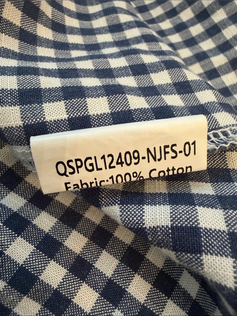 Blue and White Gingham Ruffle-Front Women’s Casual Top - Picture 3 of 3